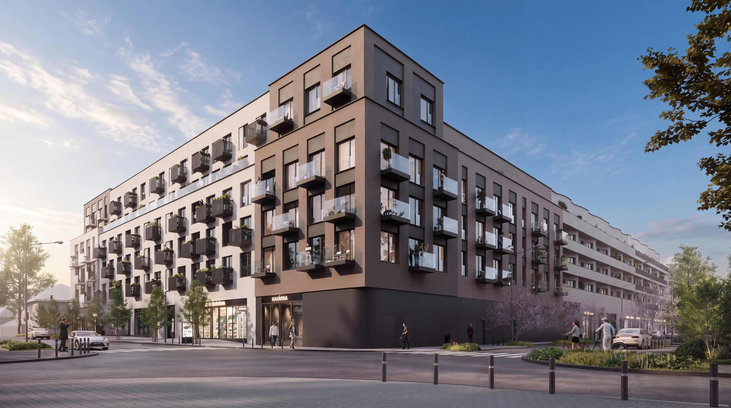 Vizualizace bytov&eacute;ho domu City Block Kleinerova s balkony